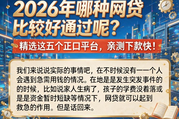 2026年哪种网贷比较好通过呢?精选这五个正规平台,亲测下款快!