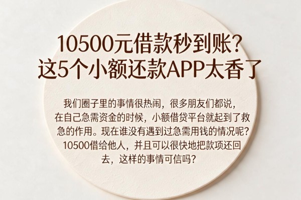 10500元借款秒到账？这5个小额还款APP太香了