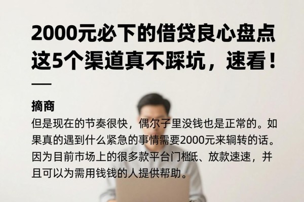 2000元必下的借贷良心盘点，这5个渠道真不踩坑，速看！