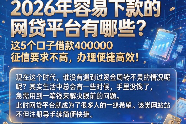 2026年容易下款的网贷平台有哪些？这5个口子借款40000征信要求不高，办理便捷高效！