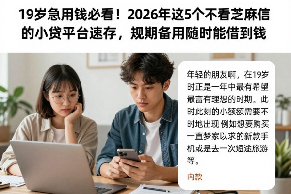 19岁急用钱必看！2026年这5个不看芝麻信用分的小贷平台速存，短期备用随时能借到钱