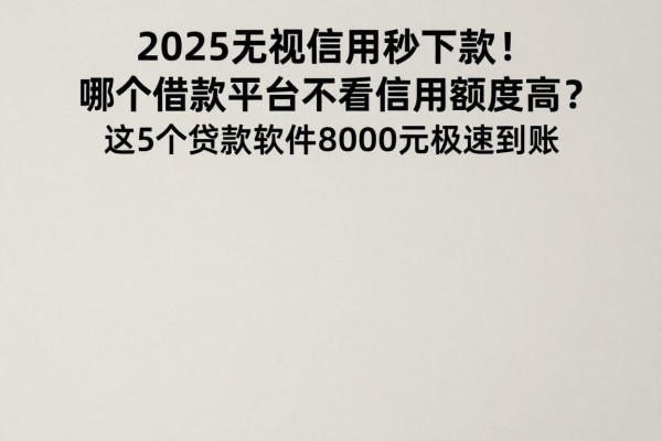 2025无视信用秒下款！哪个借款平台不看信用额度高？这5个贷款软件8000元极速到账