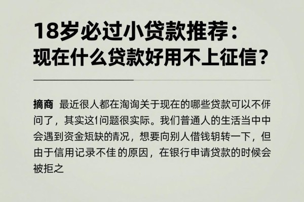 18岁必过小额贷款推荐：现在什么贷款好用不上征信？