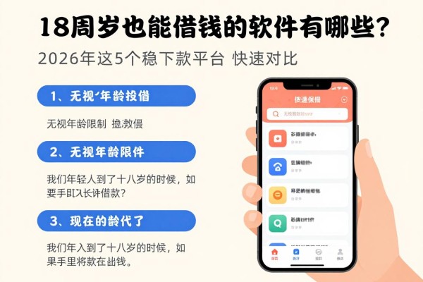 18周岁也能借钱的软件有哪些?2026年这5个稳下款平台快速对比,无视年龄限制很稳妥