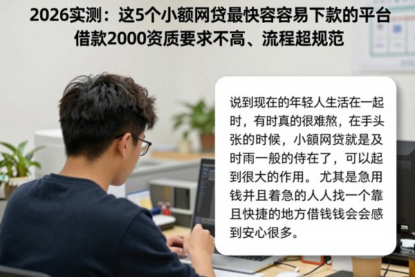 2026实测:这5个小额网贷最快最容易下款的平台,借款2000资质要求不高、流程超规范