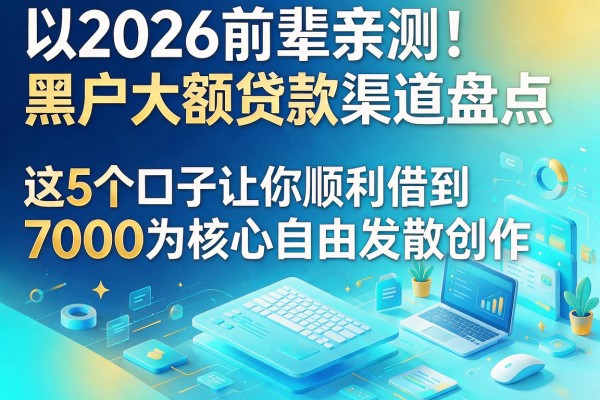 2026前辈亲测！黑户大额贷款渠道盘点，这5个口子让你顺利借到7000