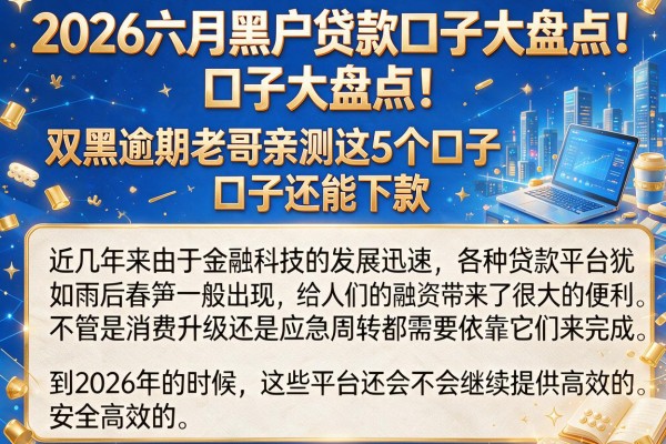 2026六月黑户贷款口子大盘点！双黑逾期老哥亲测这5个口子还能下款