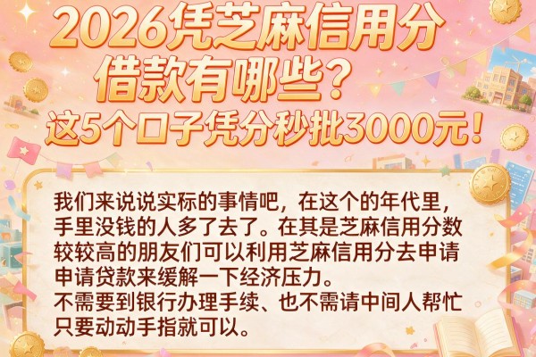 2026凭芝麻信用分借款有哪些?这5个口子凭分秒批3000元!