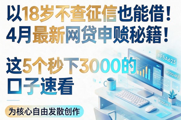 18岁不查征信也能借！4月最新网贷申贷秘籍，这5个秒下3000的口子速看