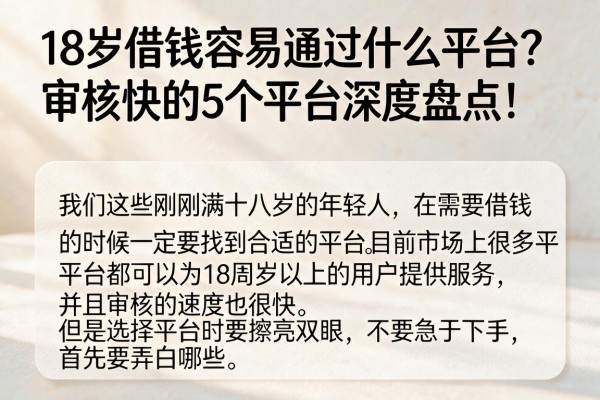18岁借钱容易通过什么平台？审核快的5个平台深度盘点！