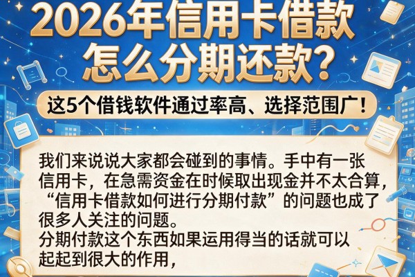 2026年信用卡借款怎么分期还款?这5个借钱软件通过率高、选择范围广!