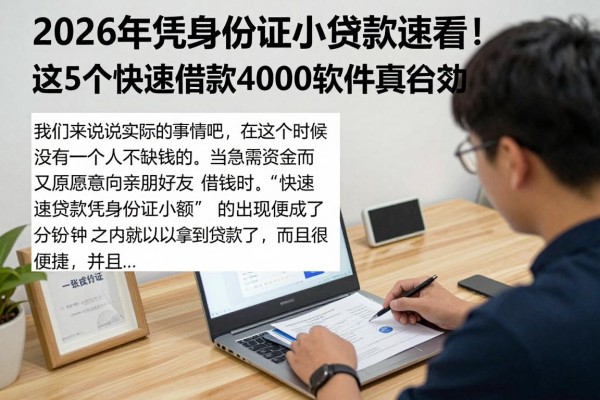 2026年凭身份证小额贷款速看!这5个快速借款4000的软件真给力