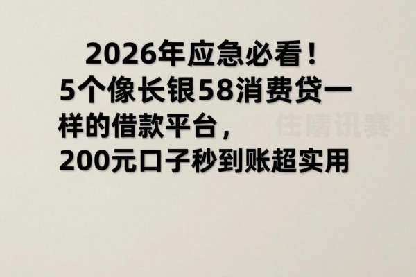 2026年应急必看!5个像长银58消费贷一样的借款平台,2000元口子秒到账超实用