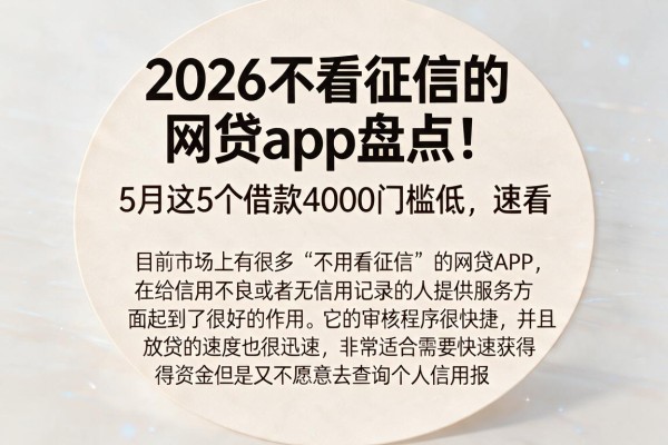 2026不看征信的网贷app盘点!5月这5个借款4000门槛低,速看