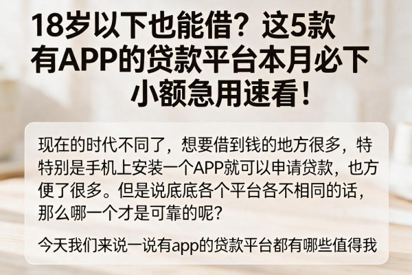 18岁以下也能借?这5款有APP的贷款平台本月必下,小额急用速看!