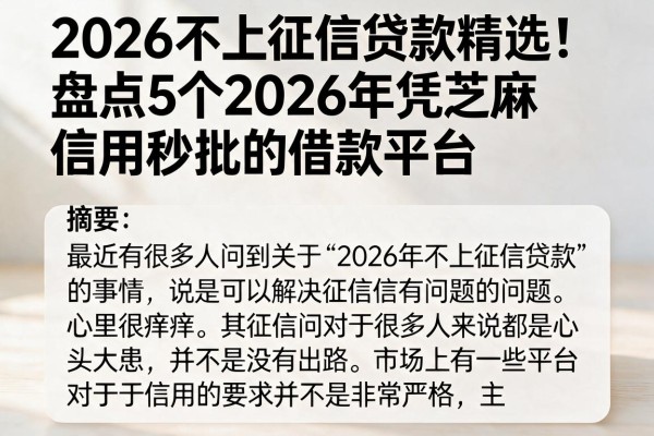 2026不上征信贷款精选!盘点5个2026年凭芝麻信用秒批的借款平台
