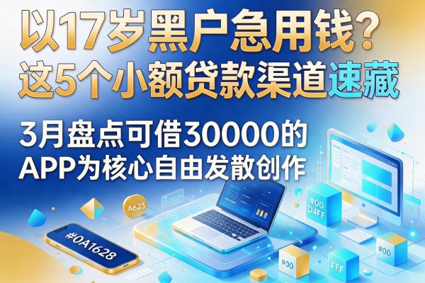 17岁黑户急用钱?这5个小额贷款渠道速藏,3月盘点可借30000的APP