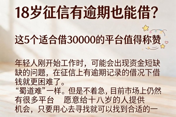 18岁征信有逾期也能借?这5个适合借30000的平台值得称赞