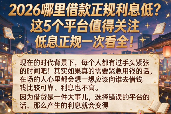 2026哪里借款正规利息低?这5个平台值得关注,低息正规一次看全!