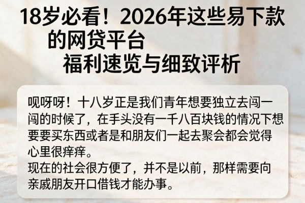 18岁必看！2026年这些易下款的网贷平台福利速览与细致评析
