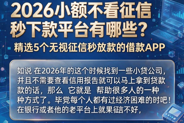 2026小额不看征信秒下款平台有哪些?精选5个无视征信秒放款的借款APP