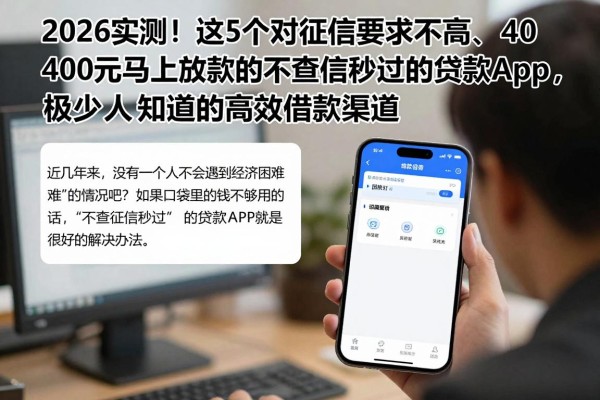 2026实测！这5个对征信要求不高、4000元马上放款的不查征信秒过的贷款app，极少人知道的高效借款渠道