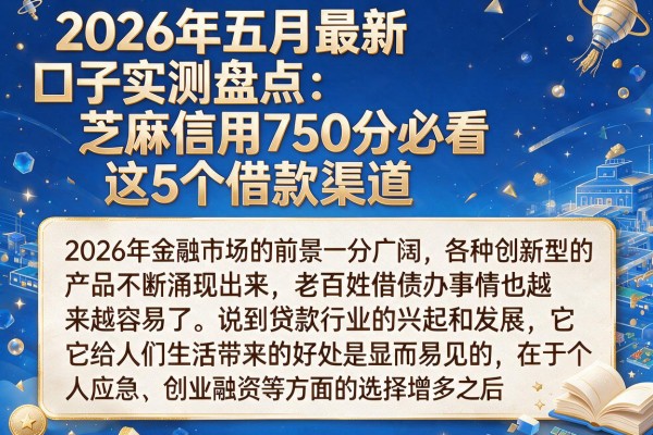 2026年五月最新口子实测盘点:芝麻信用750分必看这5个借款渠道