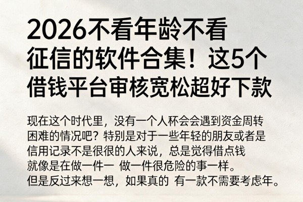 2026不看年龄不看征信的软件合集!这5个借钱平台审核宽松超好下款