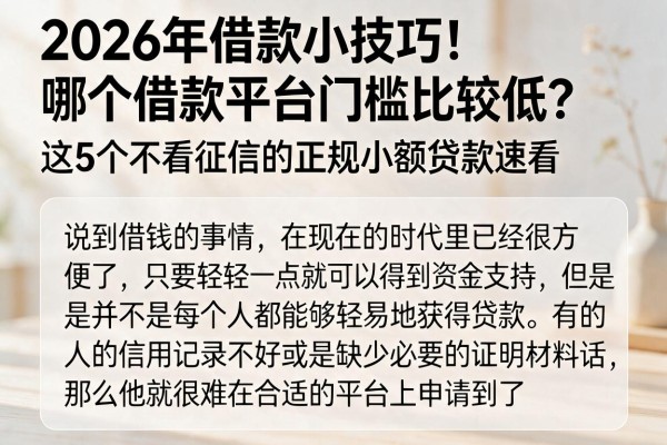 2026年借款小技巧！哪个借款平台门槛比较低？这5个不看征信的正规小额贷款速看