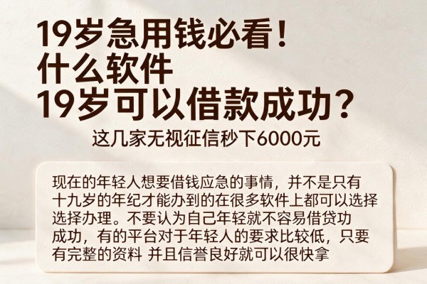 19岁急用钱必看!什么软件19岁可以借款成功?这几家无视征信秒下6000元