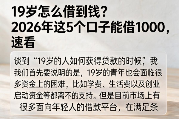 19岁怎么借到钱?2026年这5个口子能借1000,速看
