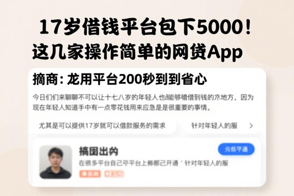 17岁借钱平台包下5000!这几家操作简单的网贷app,2000也能秒到省心