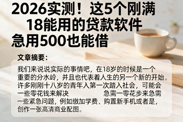 2026实测!这5个刚满18能用的贷款软件,急用500也能借