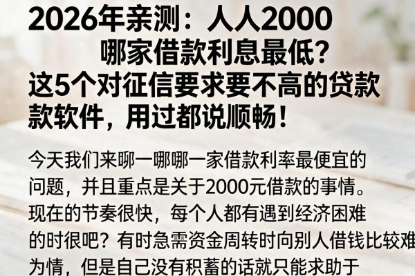 2026年亲测:人人2000哪家借款利息最低?这5个对征信要求不高的贷款软件,用过都说顺畅!