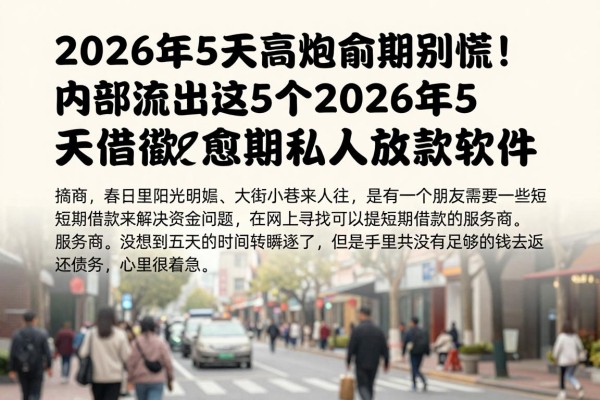 2026年5天高炮逾期别慌！内部流出这5个2026年5天借款逾期私人放款软件