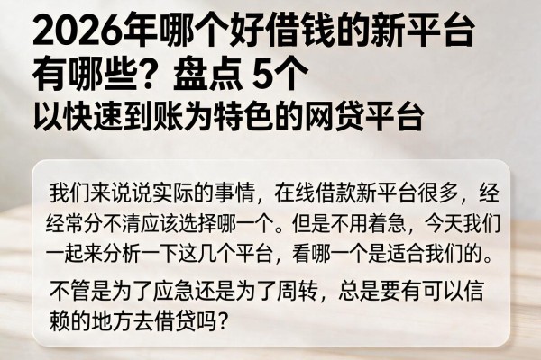 2026年哪个好借钱的新平台有哪些？盘点5个以快速到账为特色的网贷平台