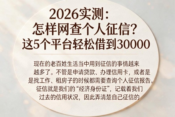 2026实测：怎样网查个人征信？这5个平台轻松借到30000