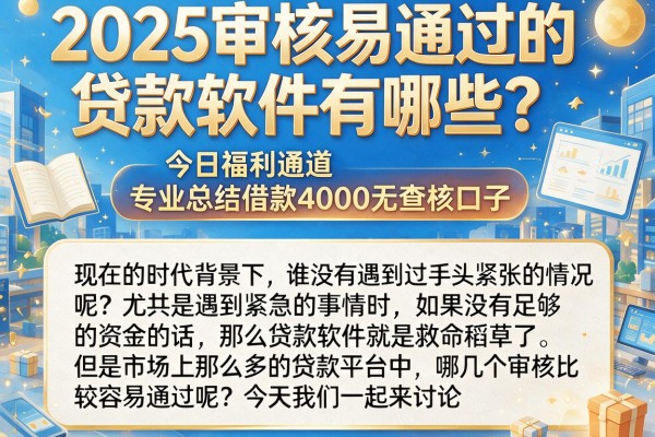 2025审核易通过的贷款软件有哪些？今日福利通道，专业总结借款4000无查核口子