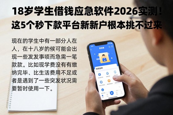 18岁学生借钱应急软件2026实测!这5个秒下款平台新用户根本挑不过来