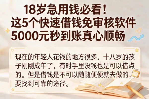 18岁急用钱必看!这5个快速借钱免审核软件,5000元秒到账真心顺畅