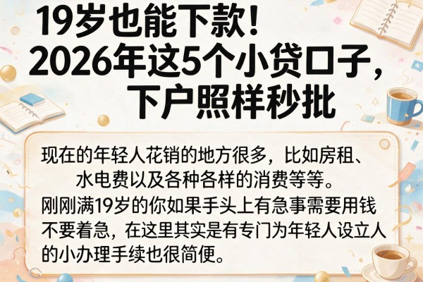 19岁也能下款!2026年这5个小贷口子,下户照样秒批