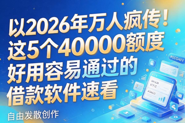 2026年万人疯传!这5个40000额度、好用容易通过的借款软件速看