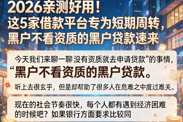 2026亲测好用!这5家借款平台专为短期周转,黑户不看资质的黑户贷款速来
