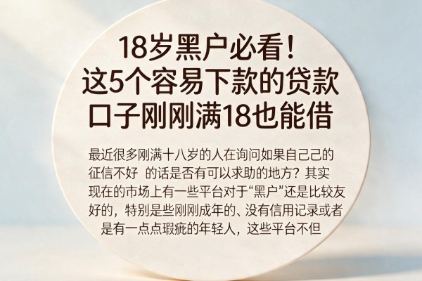 18岁黑户必看!这5个容易下款的贷款口子刚刚满18也能借