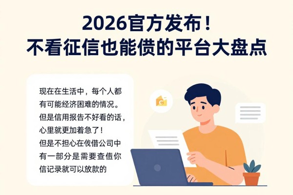 2026官方发布！不看征信也能借钱的平台大盘点，急用钱速看