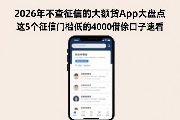2026年不查征信的大额贷款app大盘点，这5个征信门槛低的4000借款口子速看