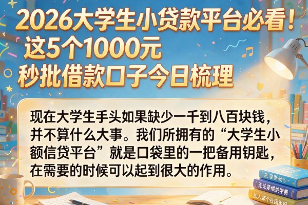 2026大学生小贷款平台必看!这5个1000元秒批借款口子今日梳理
