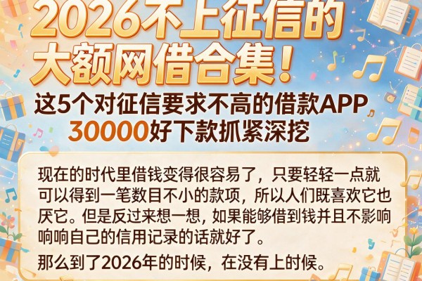 2026不上征信的大额网借合集!这5个对征信要求不高的借款APP,30000好下款抓紧深挖