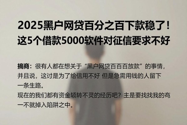 2025黑户网贷百分之百下款稳了！这5个借款5000软件对征信要求不高
