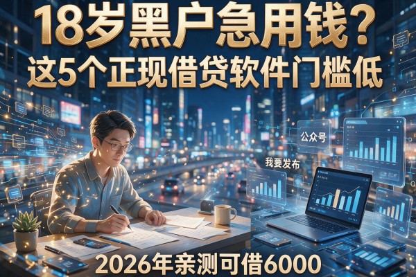 18岁黑户急用钱?这5个正规借贷软件门槛低,2026年亲测可借6000!